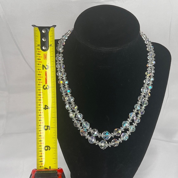 Elegant Vintage Aurora Borealis Double Strand Crystal Bead Necklace - Picture 4 of 8